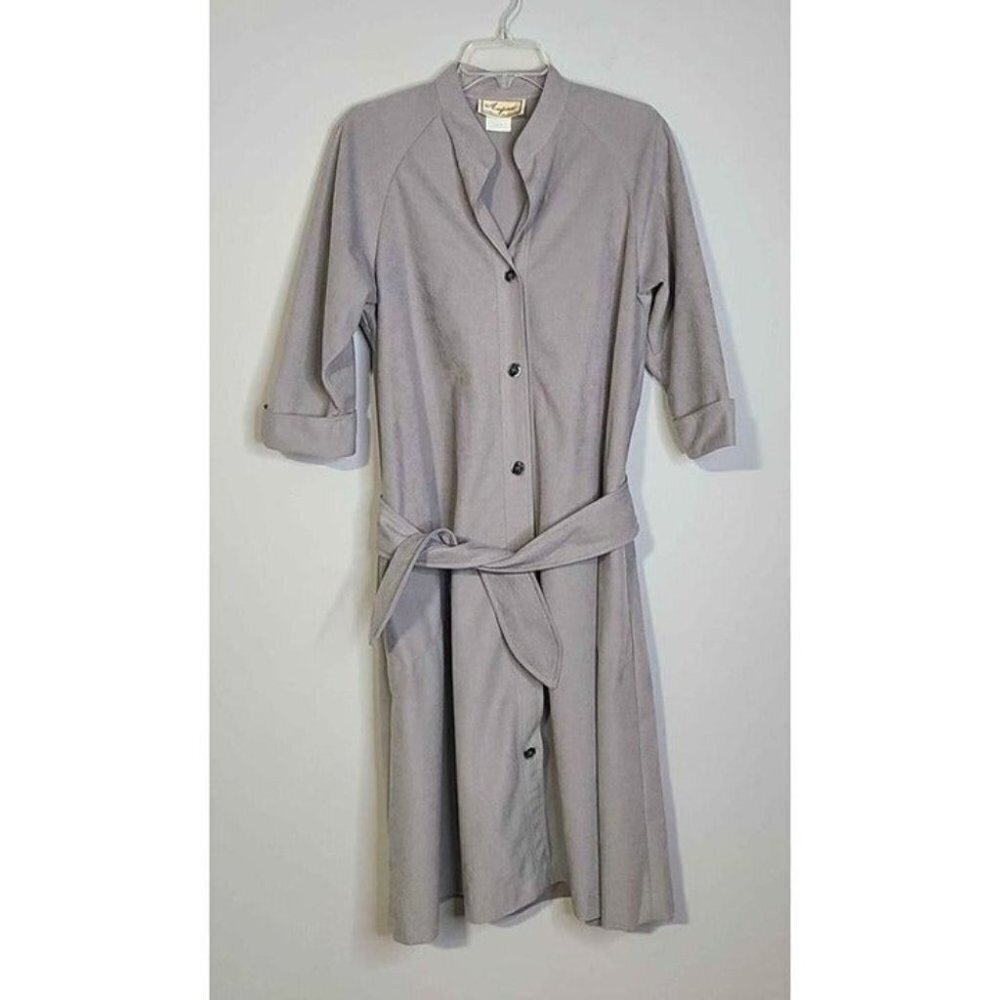 Anjac by Marc Needleman Womens Gray Button Down Belted Mid-Length Dress Size 10